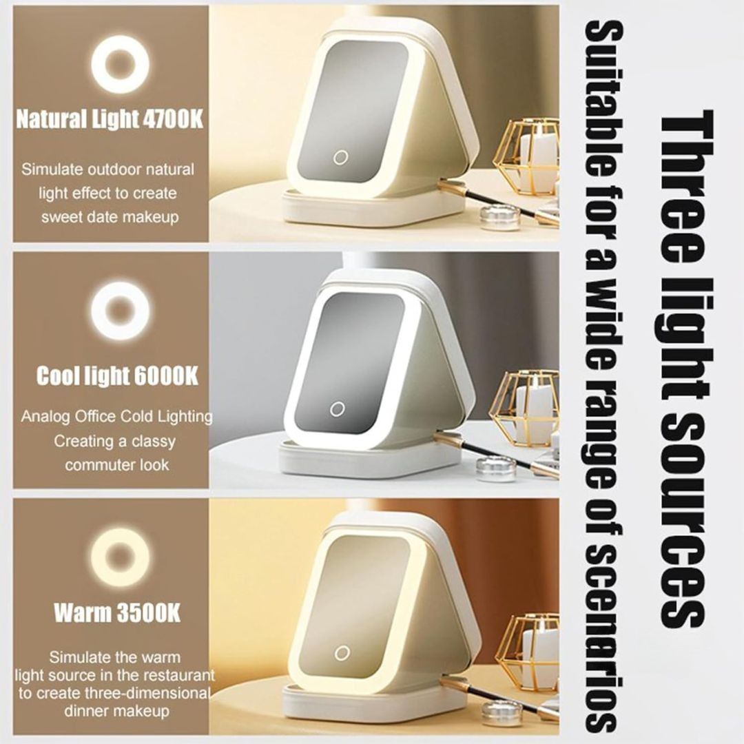 Compact Makeup Vanity With LED Mirror